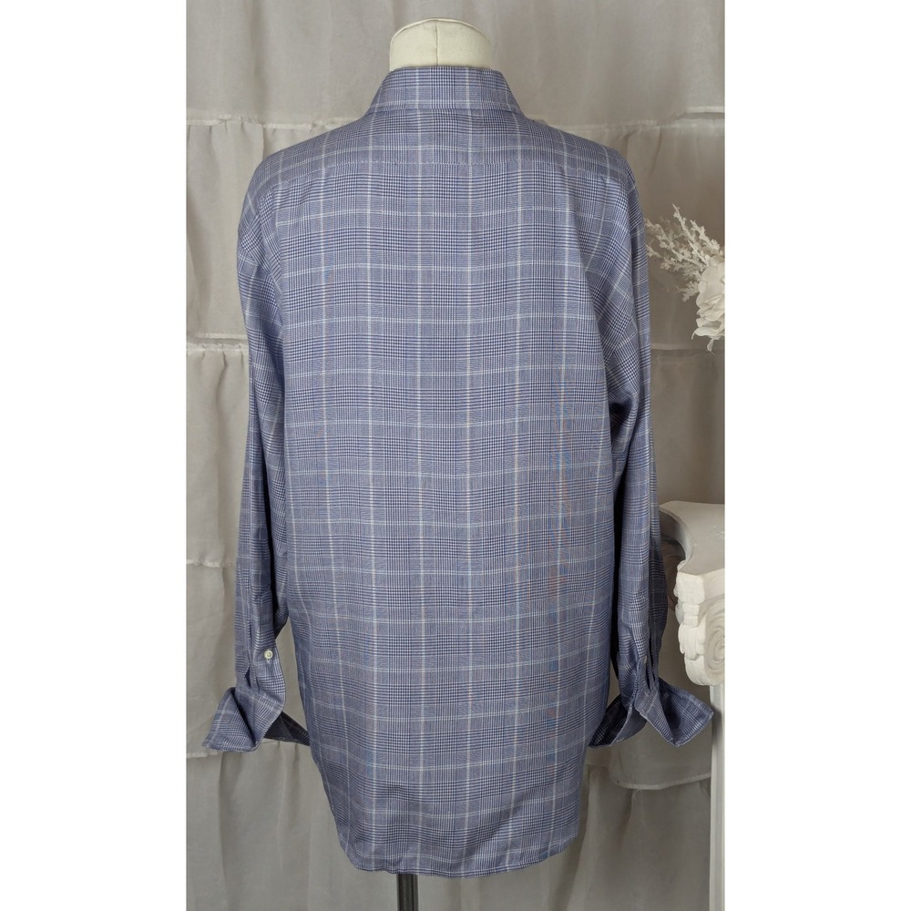 Lauren Ralph Lauren Women's 100% Silk Blue Houndstooth Button Down Blouse Size 8 - Picture 7 of 11